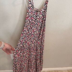 Floral Pink and Black Women's Dress